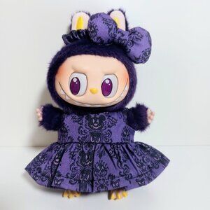 Disney Mickey Wall Paper Print Haunted Mansion Dress and Bow For Labubu